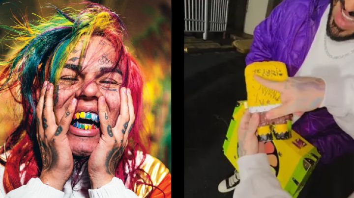 MOMENTO EXACTO en que 6ix9ine sale de la cárcel y presume autógrafo de Maduro en juguete de Bob Esponja