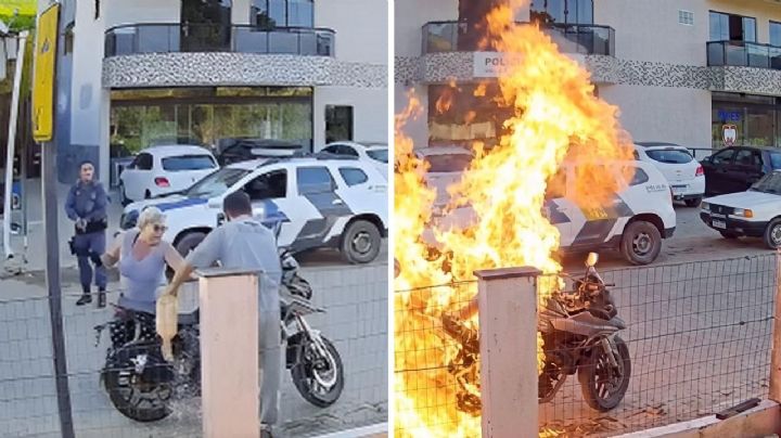 Insólito: Incendió su moto para que la policía no se llevara y su madre terminó envuelta en llamas | VIDEO