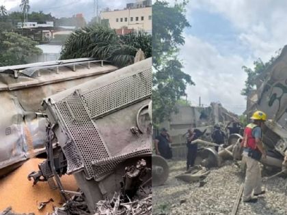 Aparatoso descarrilamiento de tren crea caos en Veracruz; cargamento termina regado en el suelo